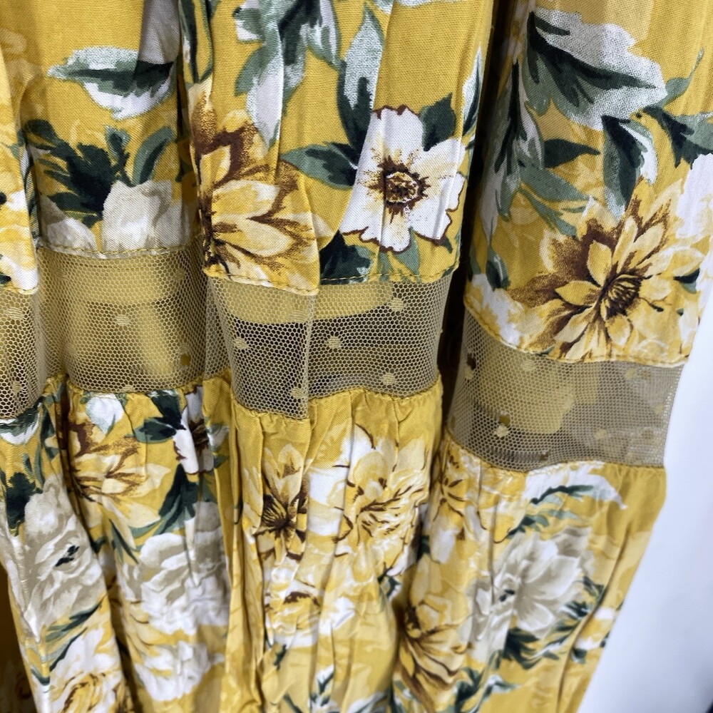 Torrid 4X Goldenrod Floral Midi Dress Boho Plus Size Yellow Maxi Style Summer - Picture 8 of 10